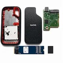 zerlegte externe SSD mit abgelötetem BGA Chip Datenrettung externe SSD